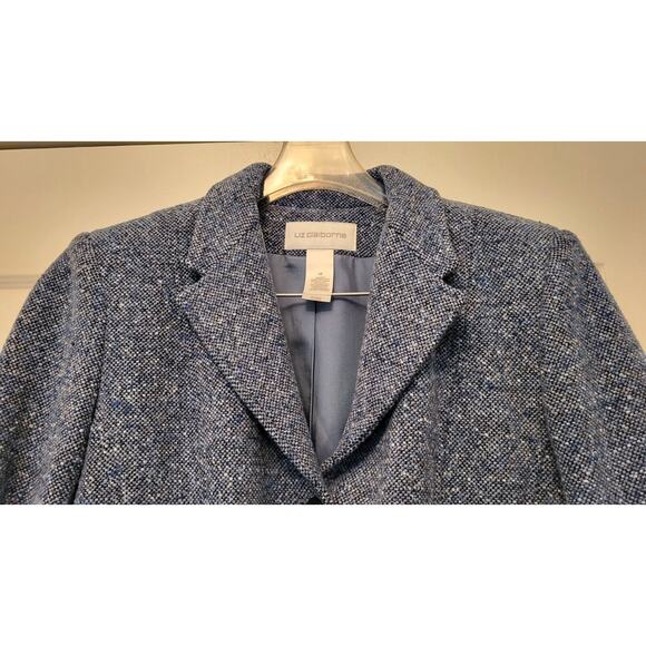 Vintage Liz Claiborne Blue Tweed Fitted Jacket Blazer Size M - Picture 10 of 16